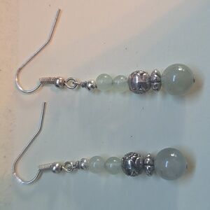 Chic Silver and Green Dangle Earrings